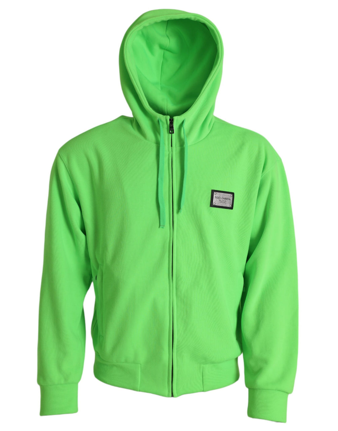 Dolce &amp; Gabbana Neon Green Hooded Full Zip Top Sweater