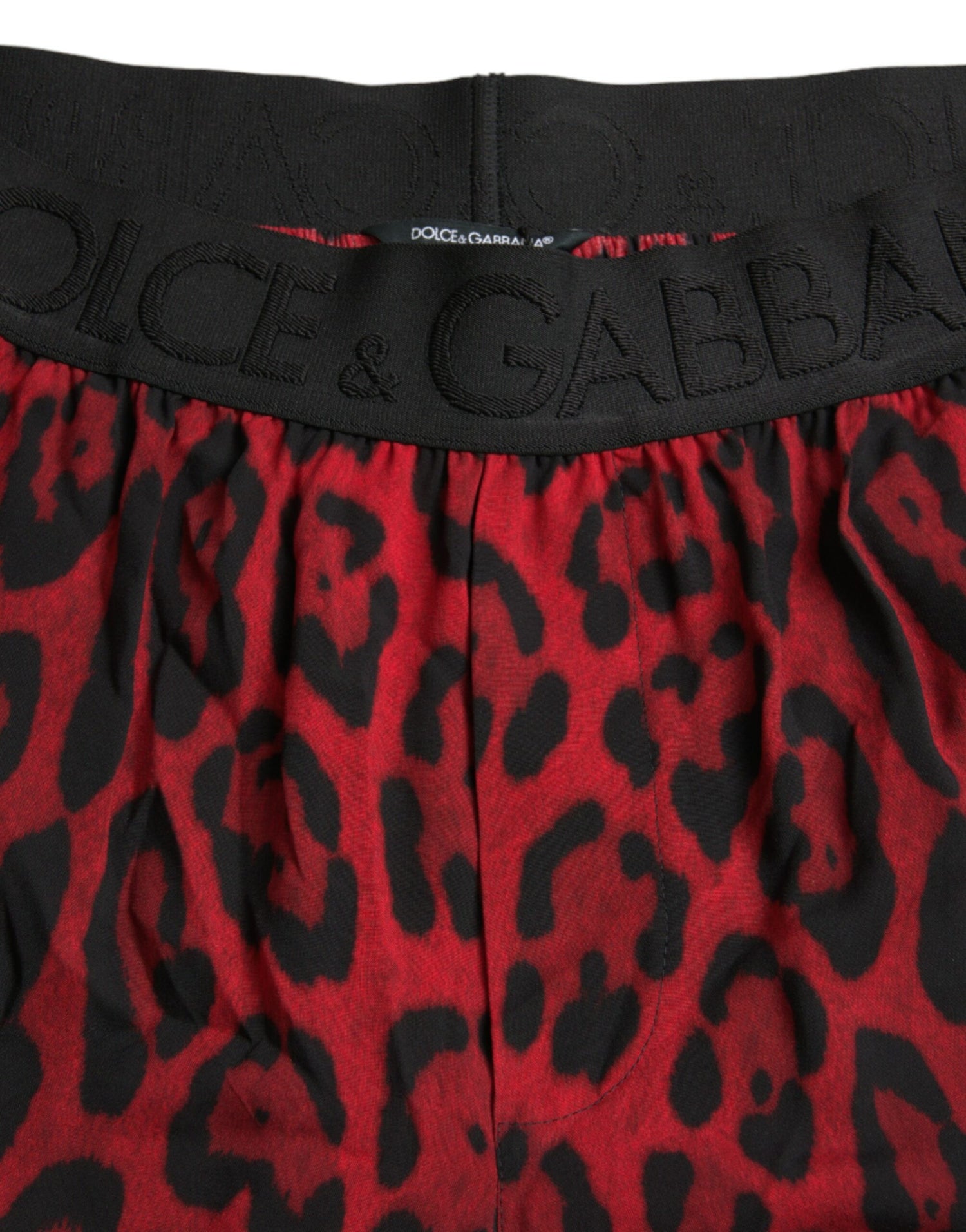 Dolce &amp; Gabbana Red Leopard Print Viscose Bermuda Shorts