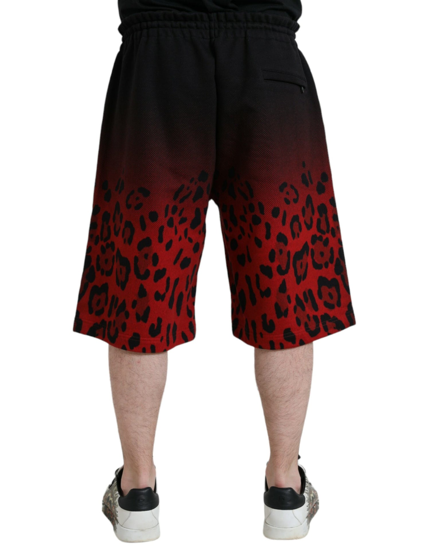 Dolce &amp; Gabbana Red Leopard Print Cotton Bermuda Shorts