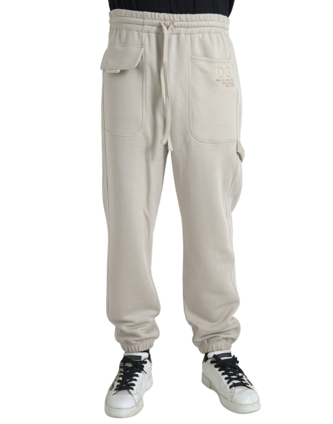 Dolce &amp; Gabbana Off White Viscose Cargo Jogger Sweatpants Pants