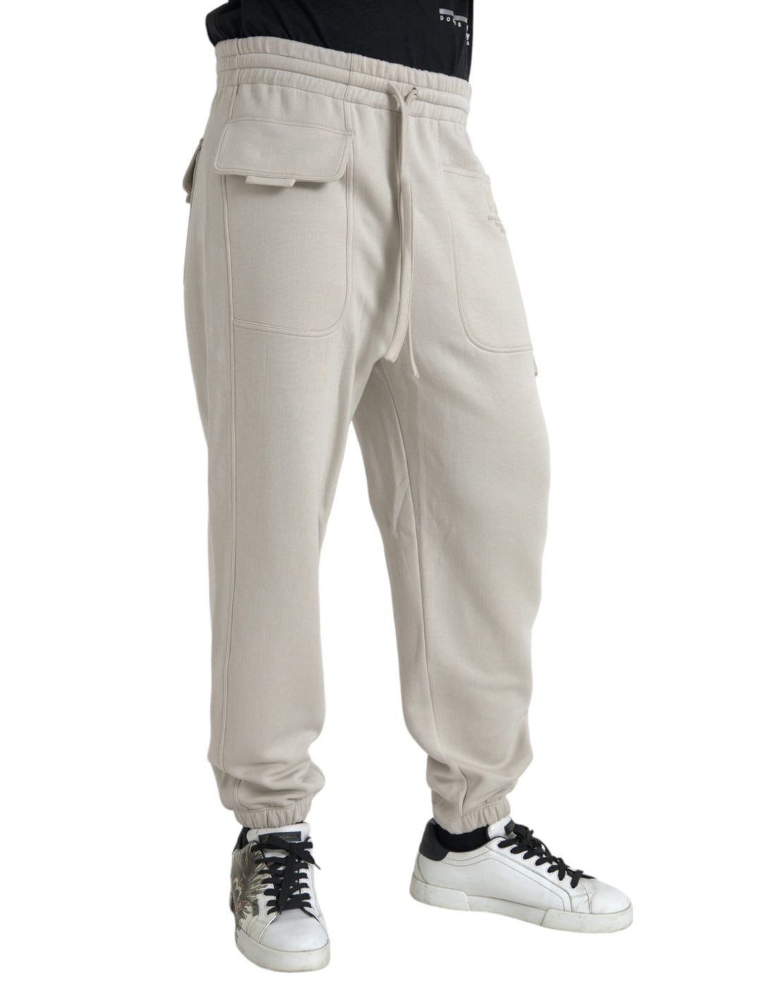 Dolce &amp; Gabbana Off White Viscose Cargo Jogger Sweatpants Pants