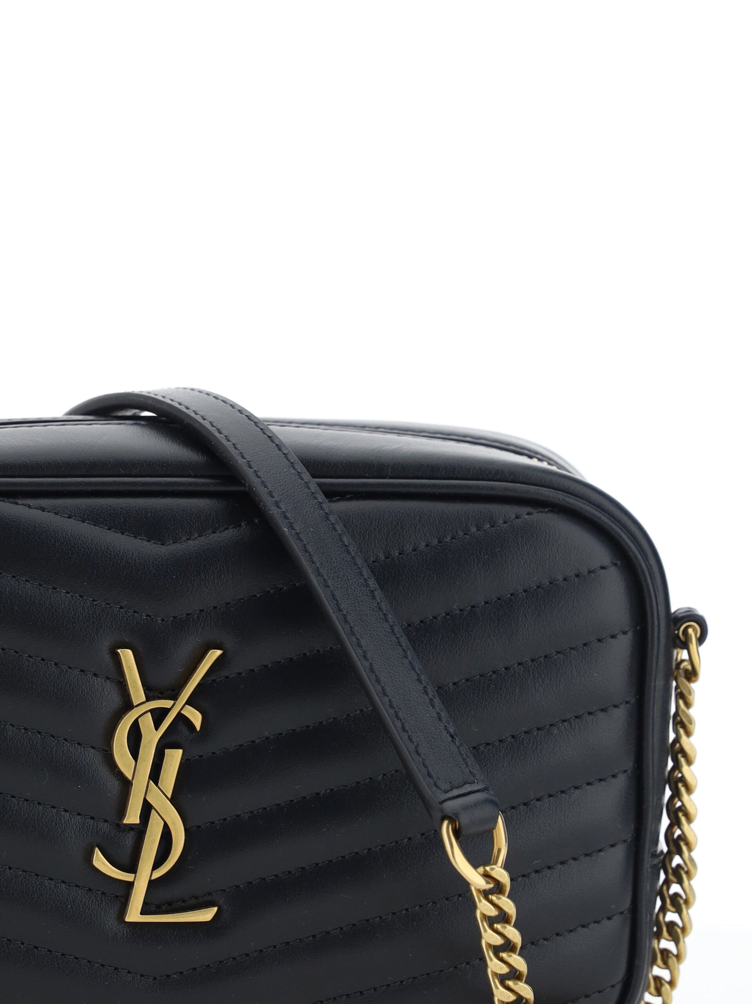 Saint Laurent Black Calf Leather Lou Small Shoulder Bag