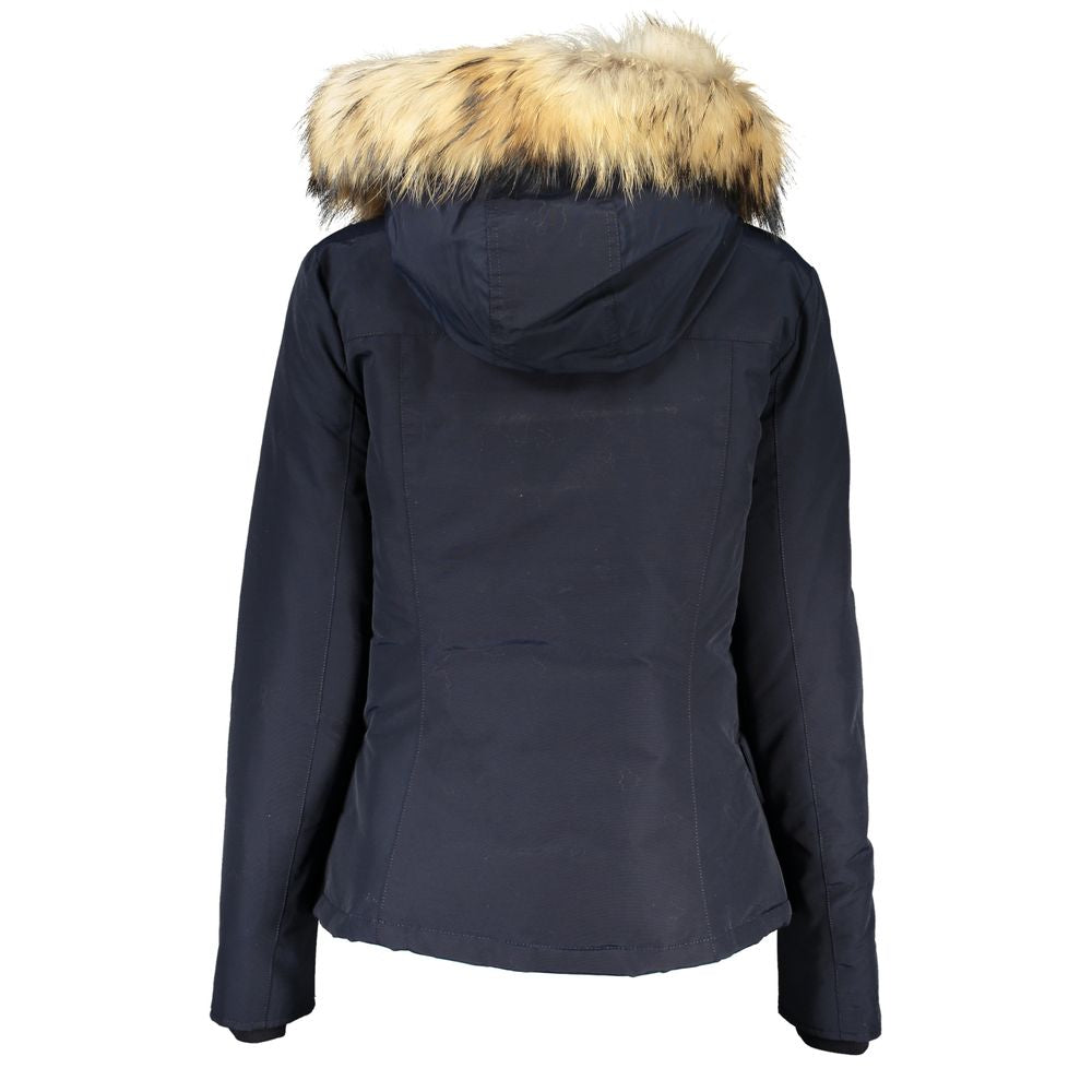 Woolrich Blue Cotton Jackets &amp; Coat