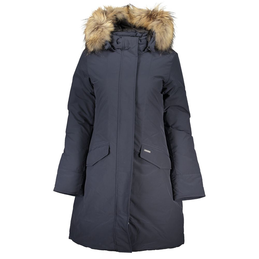 Woolrich Blue Cotton Jackets &amp; Coat