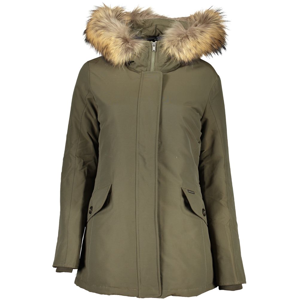 Woolrich Green Cotton Jackets &amp; Coat