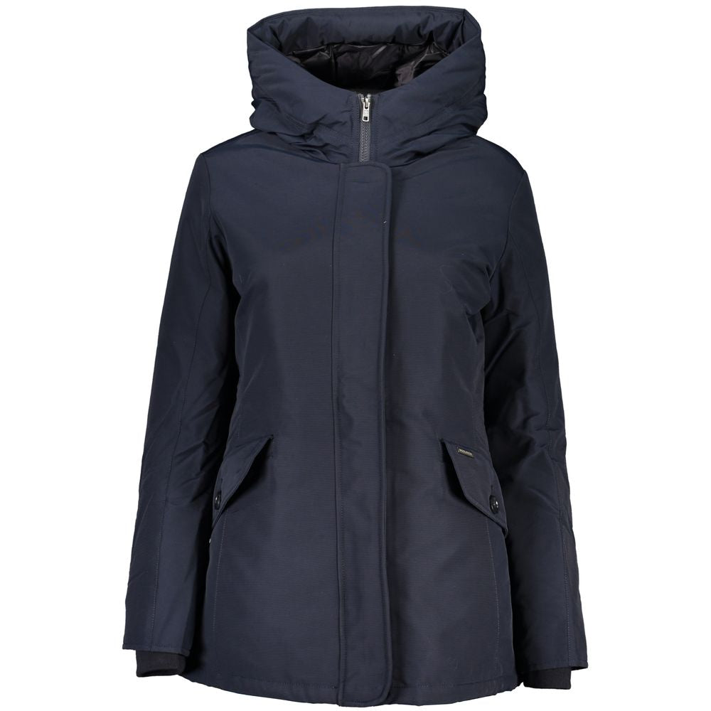 Woolrich Blue Cotton Jackets &amp; Coat