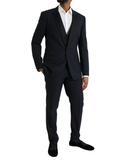 Dolce &amp; Gabbana Dark Blue MARTINI Wool Formal 3 Piece Suit