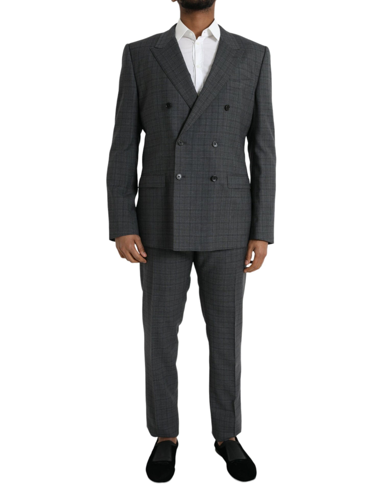 Dolce &amp; Gabbana Gray Plaid Wool MARTINI Formal 2 Piece Suit