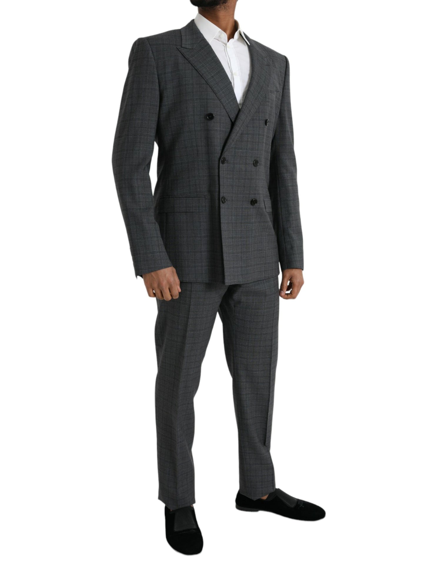 Dolce &amp; Gabbana Gray Plaid Wool MARTINI Formal 2 Piece Suit