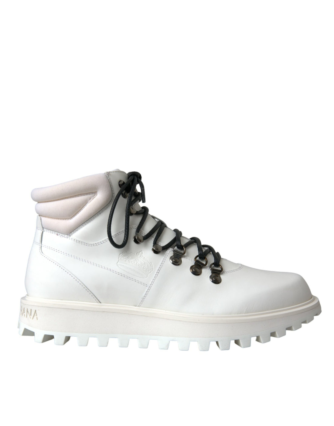 Dolce &amp; Gabbana White Vulcano Trekking Men Ankle Boots Shoes