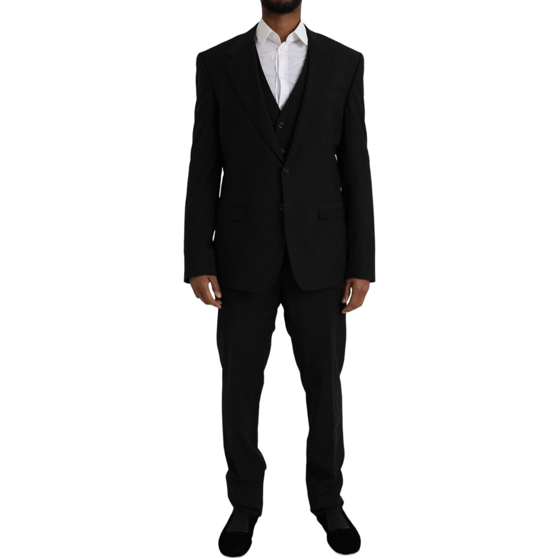 Dolce &amp; Gabbana Black Polyester STAFF Formal 3 Piece Suit