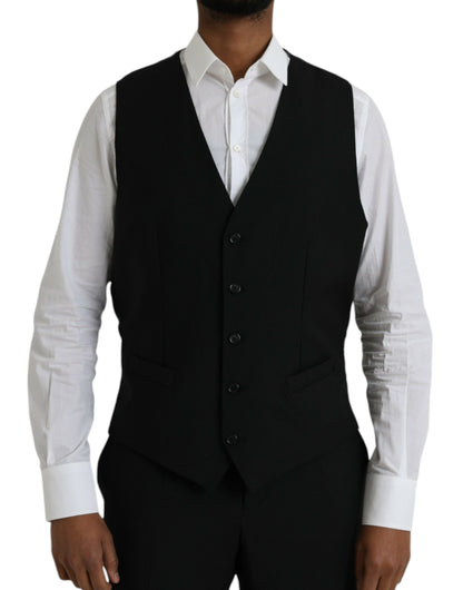 Dolce &amp; Gabbana Black Polyester STAFF Formal 3 Piece Suit