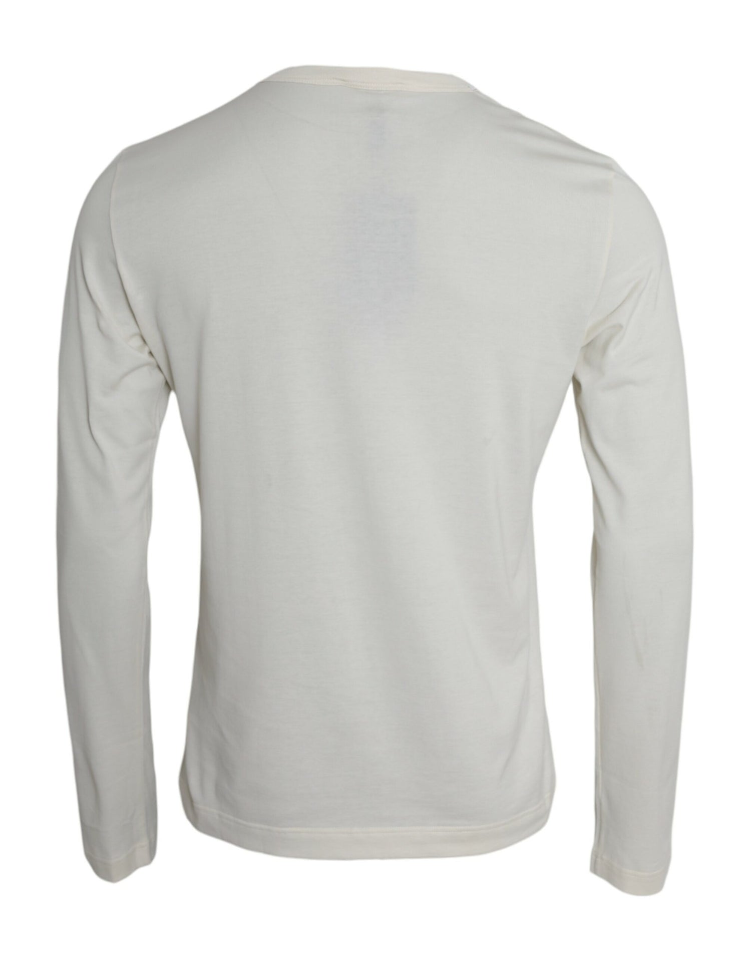 Dolce &amp; Gabbana Off White Cotton Round Neck Pullover Sweater