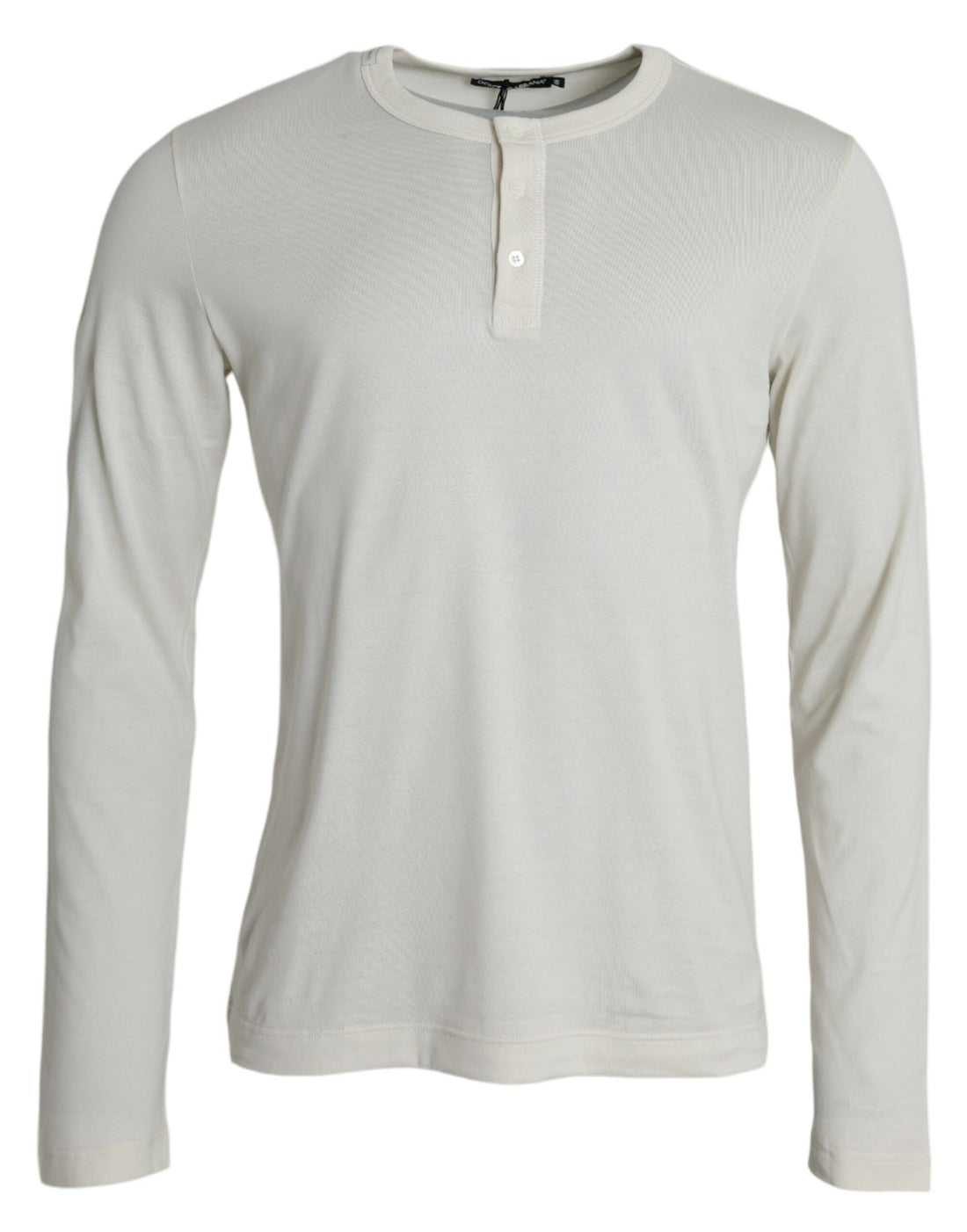 Dolce &amp; Gabbana Off White Cotton Round Neck Pullover Sweater