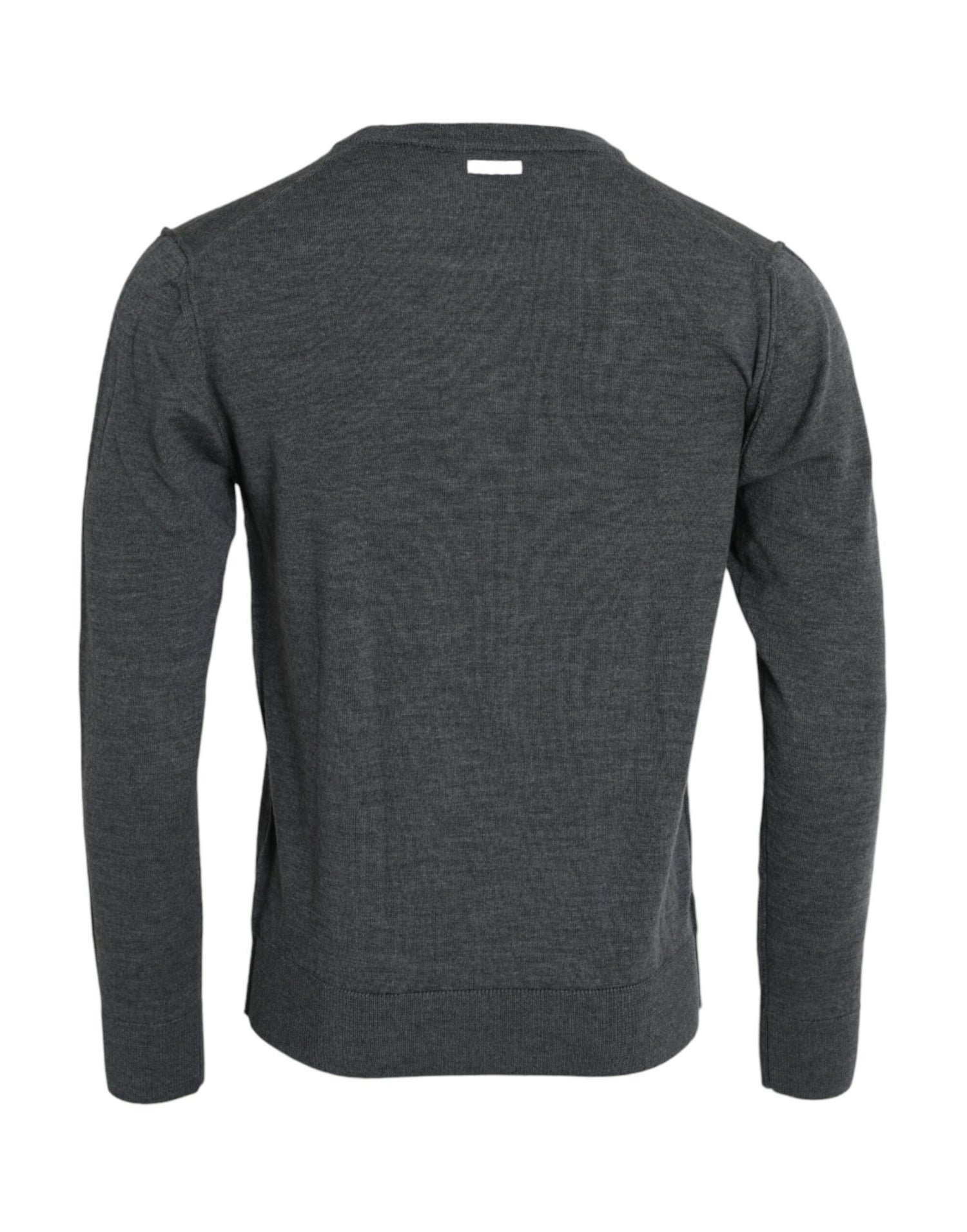 Dolce &amp; Gabbana Dark Gray Wool Crew Neck Pullover Sweater