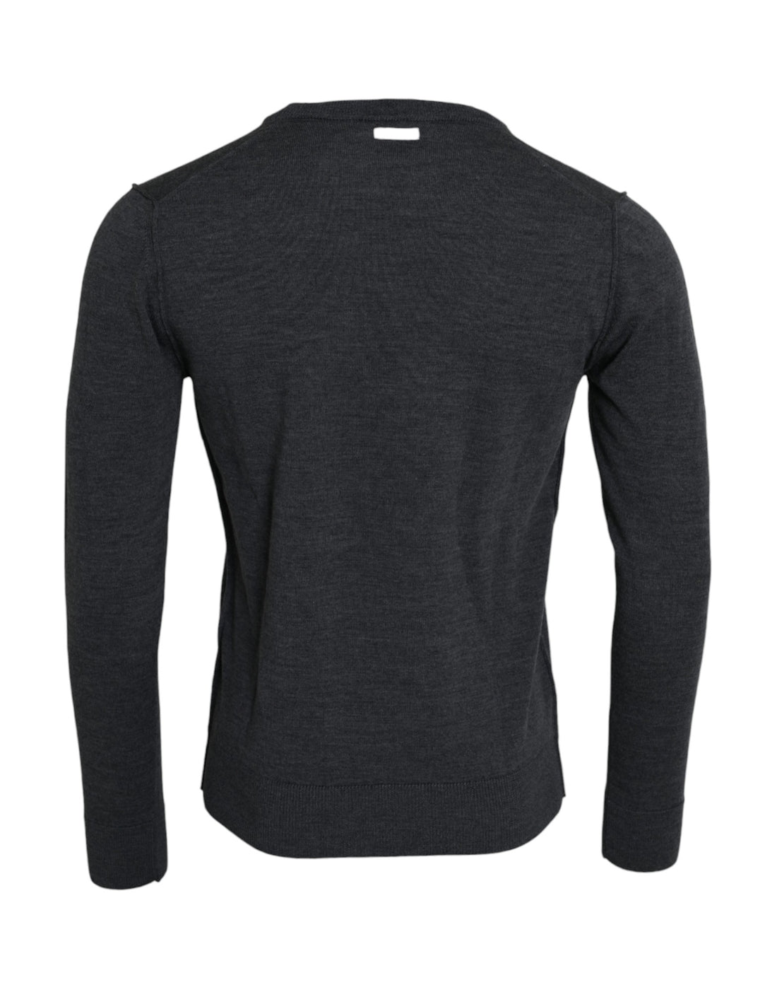 Dolce &amp; Gabbana Dark Gray Wool Crew Neck Pullover Sweater