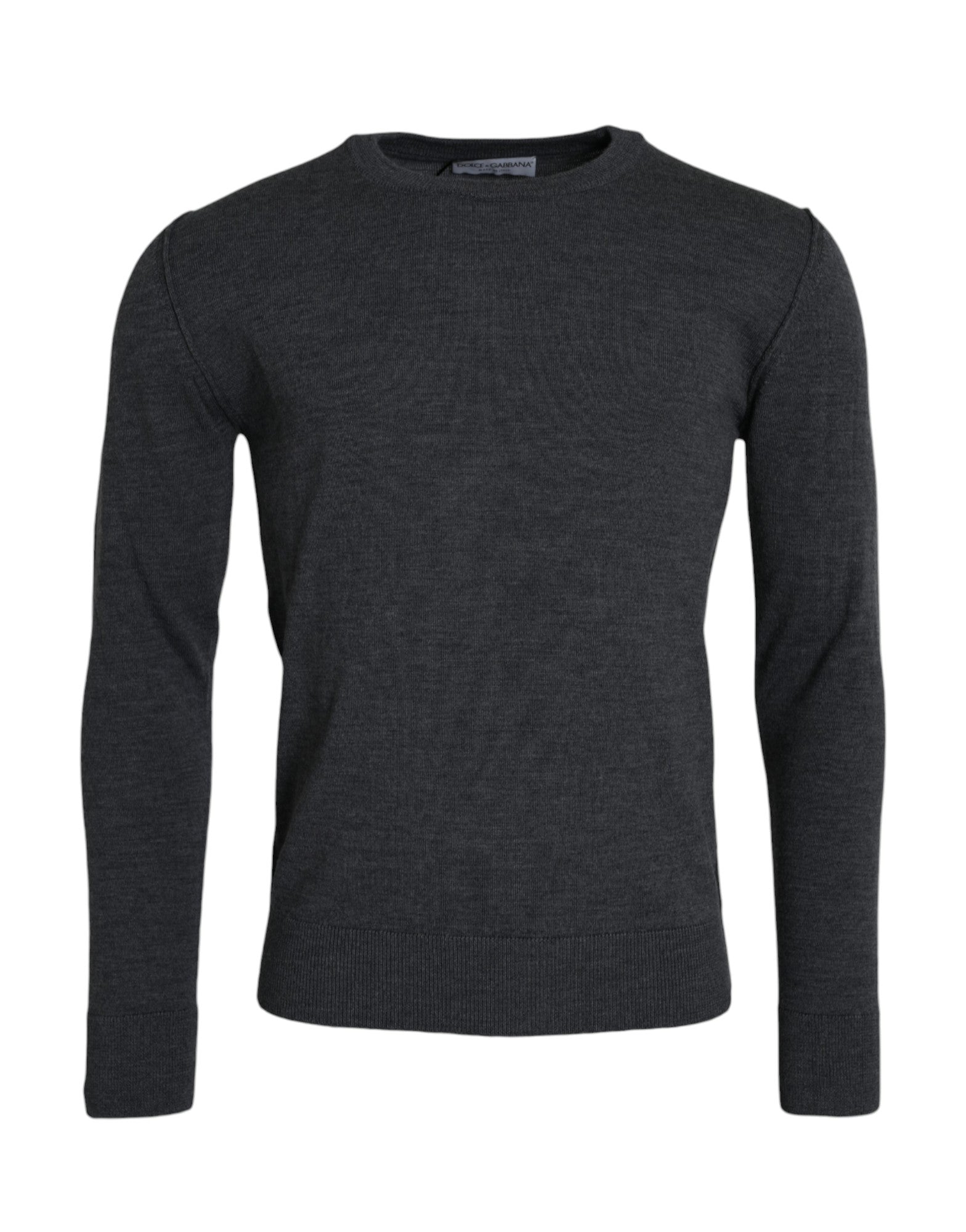 Dolce &amp; Gabbana Dark Gray Wool Crew Neck Pullover Sweater