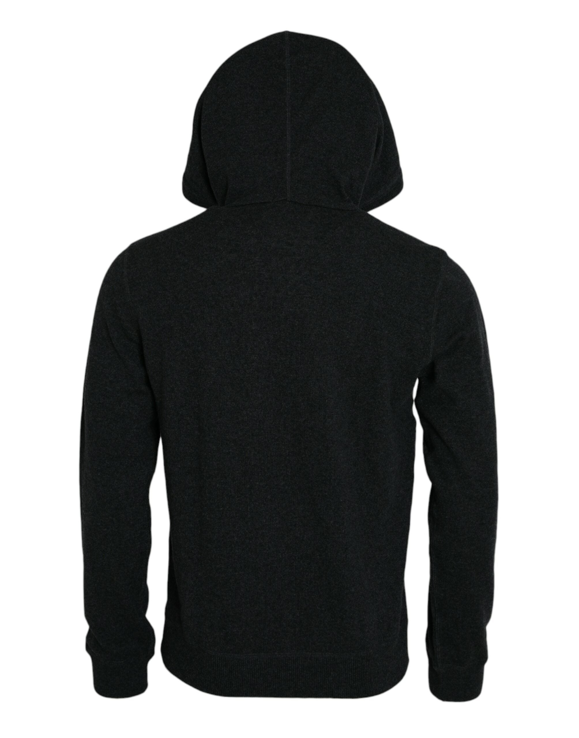 Dolce &amp; Gabbana Dark Gray Cashmere Hooded Pullover Sweater