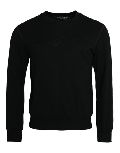 Dolce &amp; Gabbana Black Cotton Long Sleeves Sweatshirt Sweater