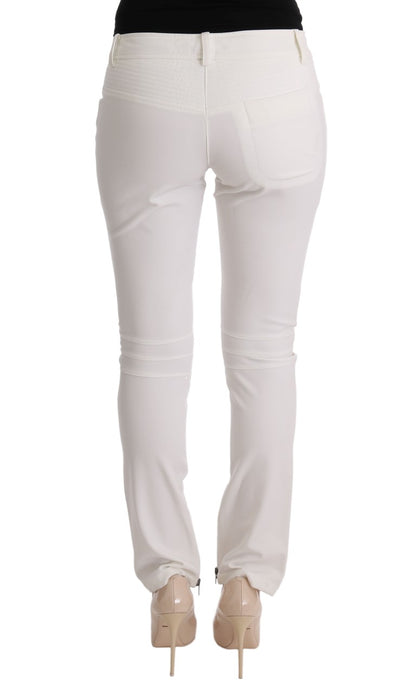 Ermanno Scervino Chic White Slim Fit Cotton Pants