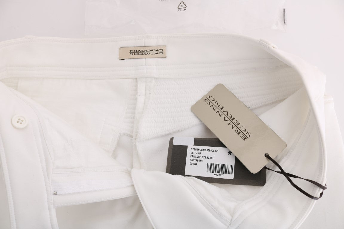 Ermanno Scervino Chic White Slim Fit Cotton Trousers