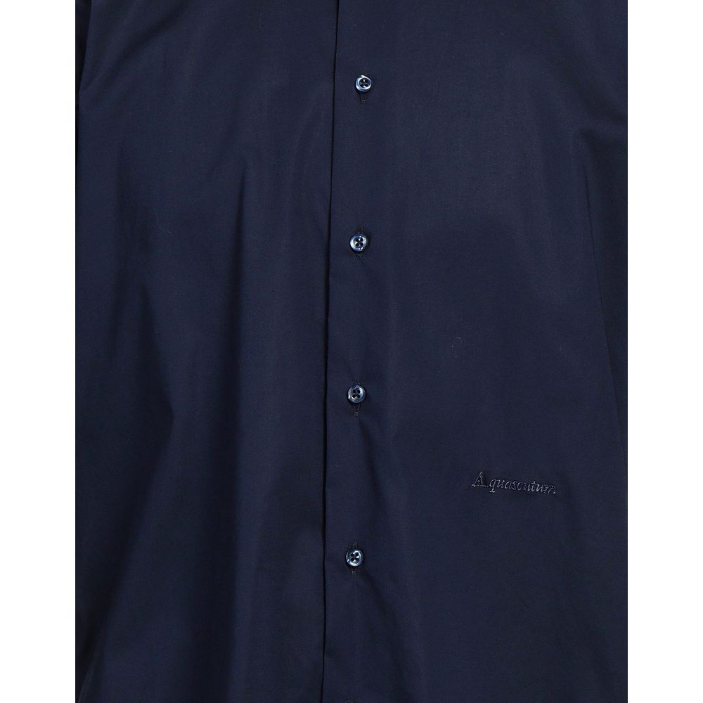 Aquascutum Elegant Blue Cotton Logo Shirt