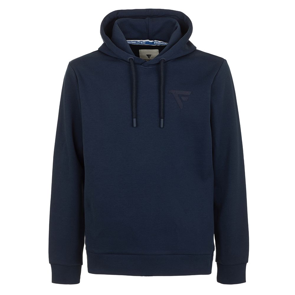 Fred Mello Soft Cotton-Blend Blue Hoodie with Logo Design