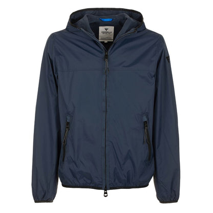 Fred Mello Sleek Blue Nylon Jacket - Zip Closure &amp; Compact Design