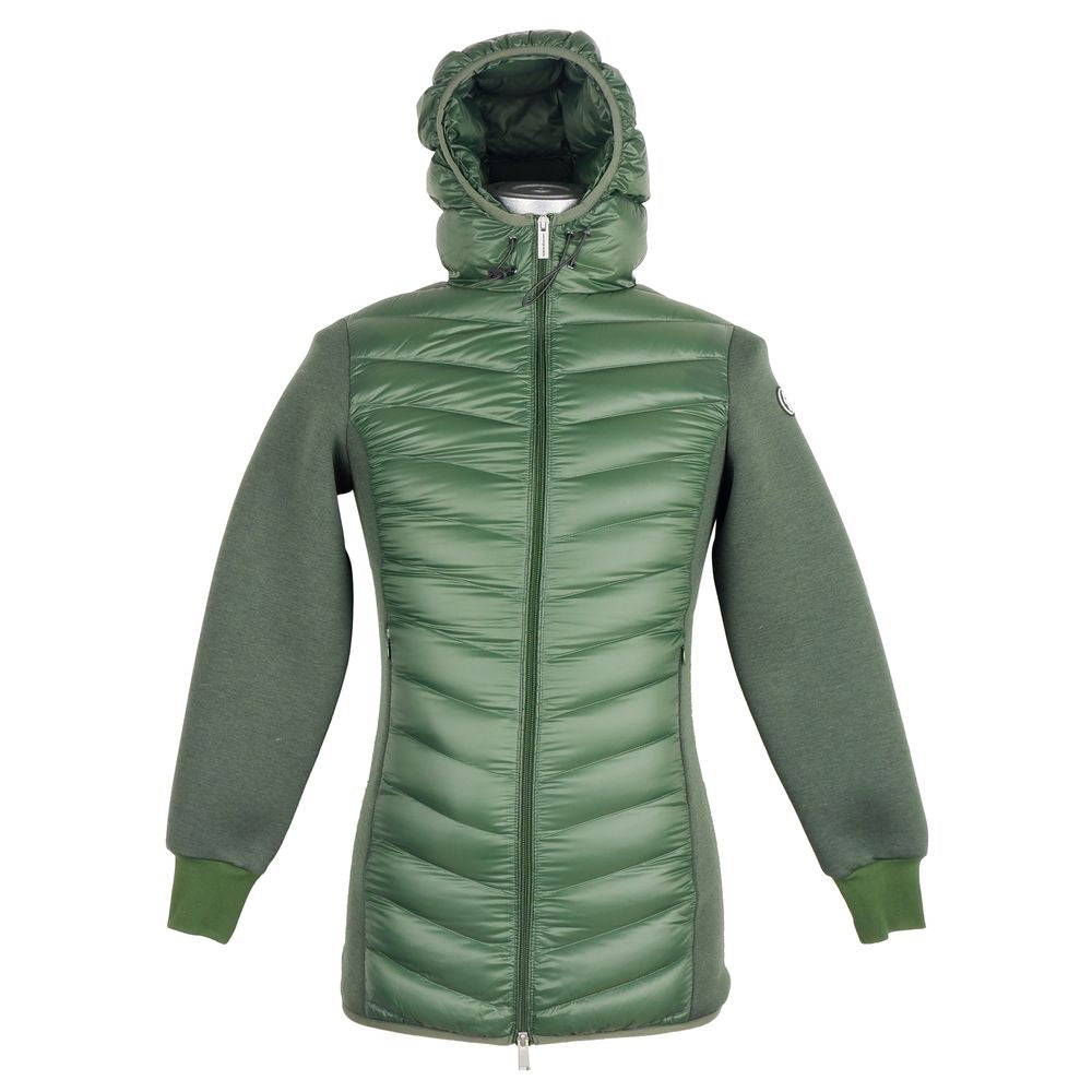 Centogrammi Elegant Hooded Long Down Jacket in Dark Green