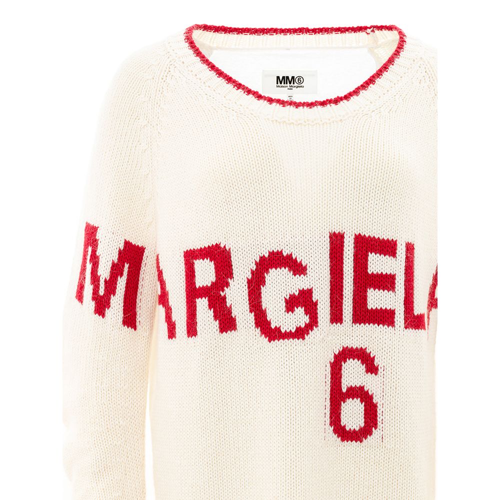 MM6 Maison Margiela Elegant White Cotton Sweater for Women