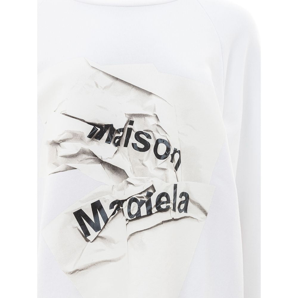 Maison Margiela Elegant Cotton Knit Sweater in Pristine White