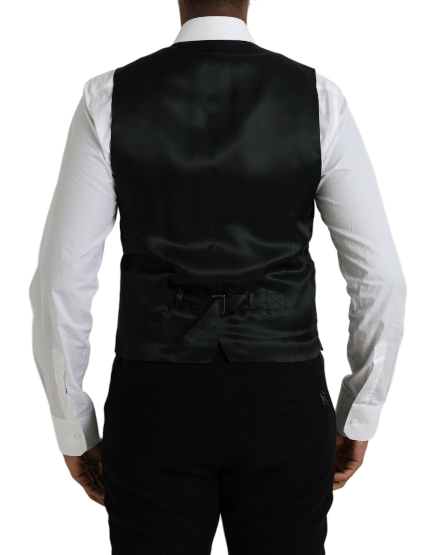 Dolce &amp; Gabbana Black Wool Formal Dress Waistcoat Vest