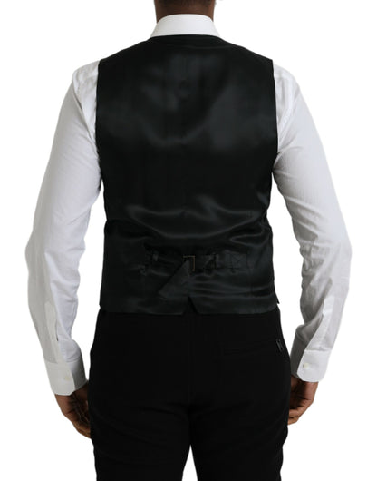 Dolce &amp; Gabbana Black Wool Formal Dress Waistcoat Vest