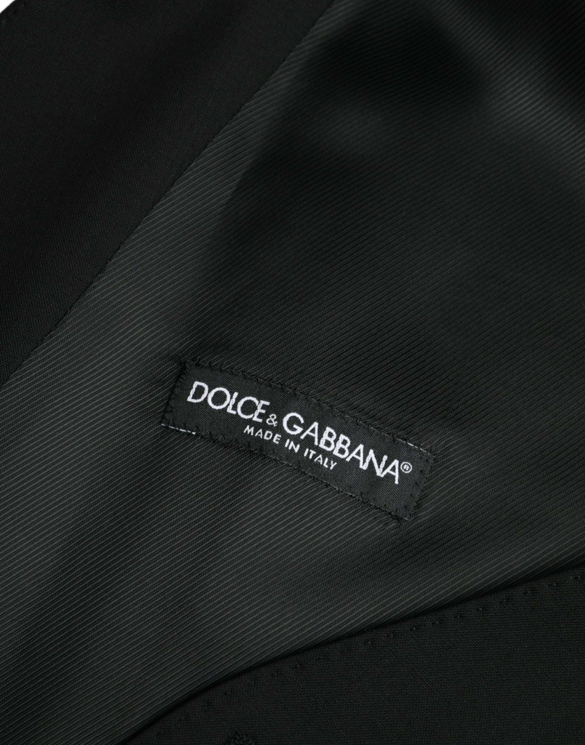 Dolce &amp; Gabbana Black Wool Formal Dress Waistcoat Vest