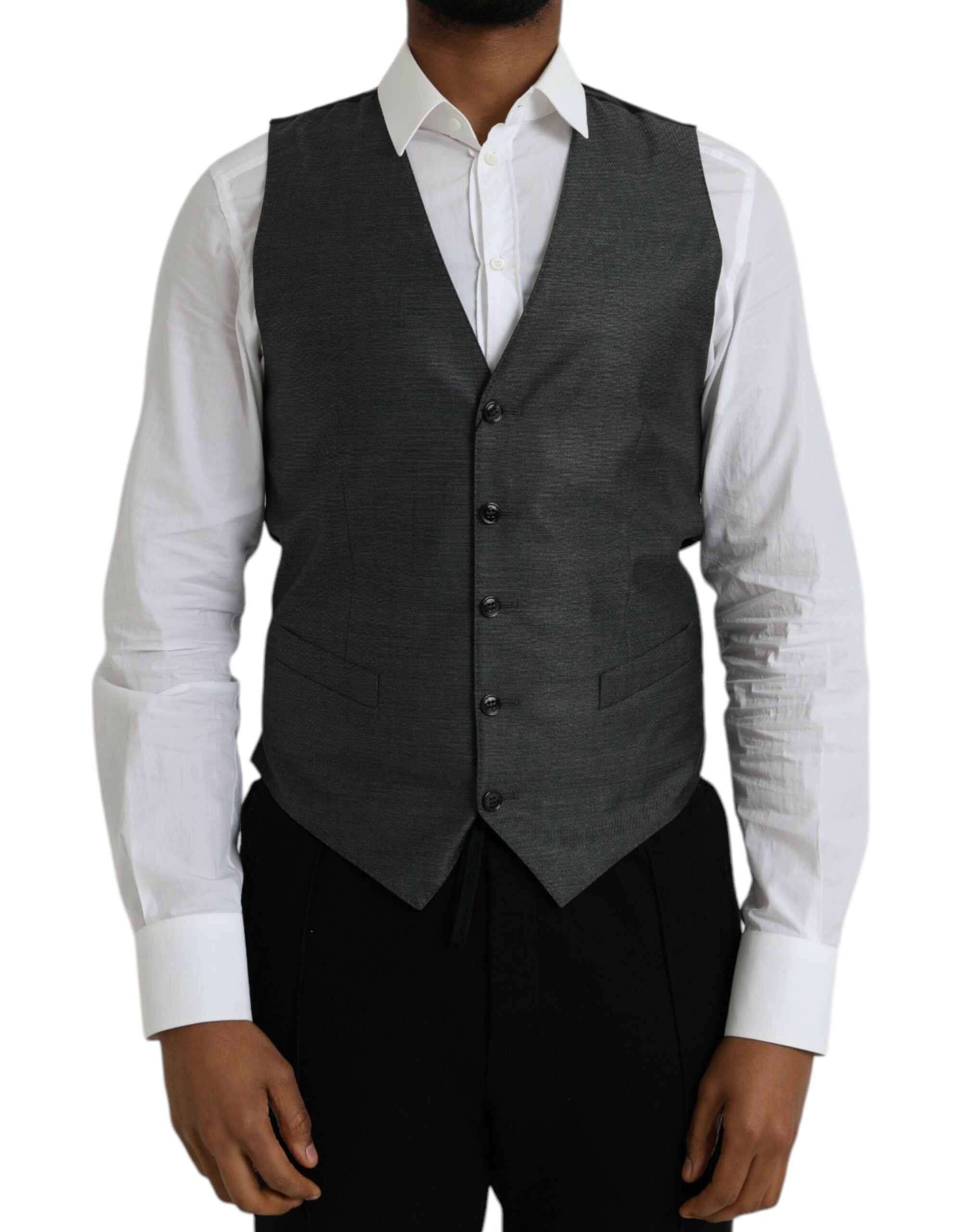 Dolce &amp; Gabbana Gray Wool Formal Dress Waistcoat Vest