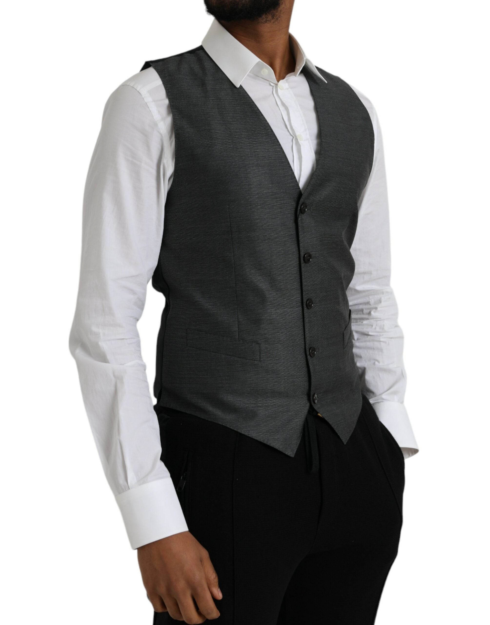 Dolce &amp; Gabbana Gray Wool Formal Dress Waistcoat Vest