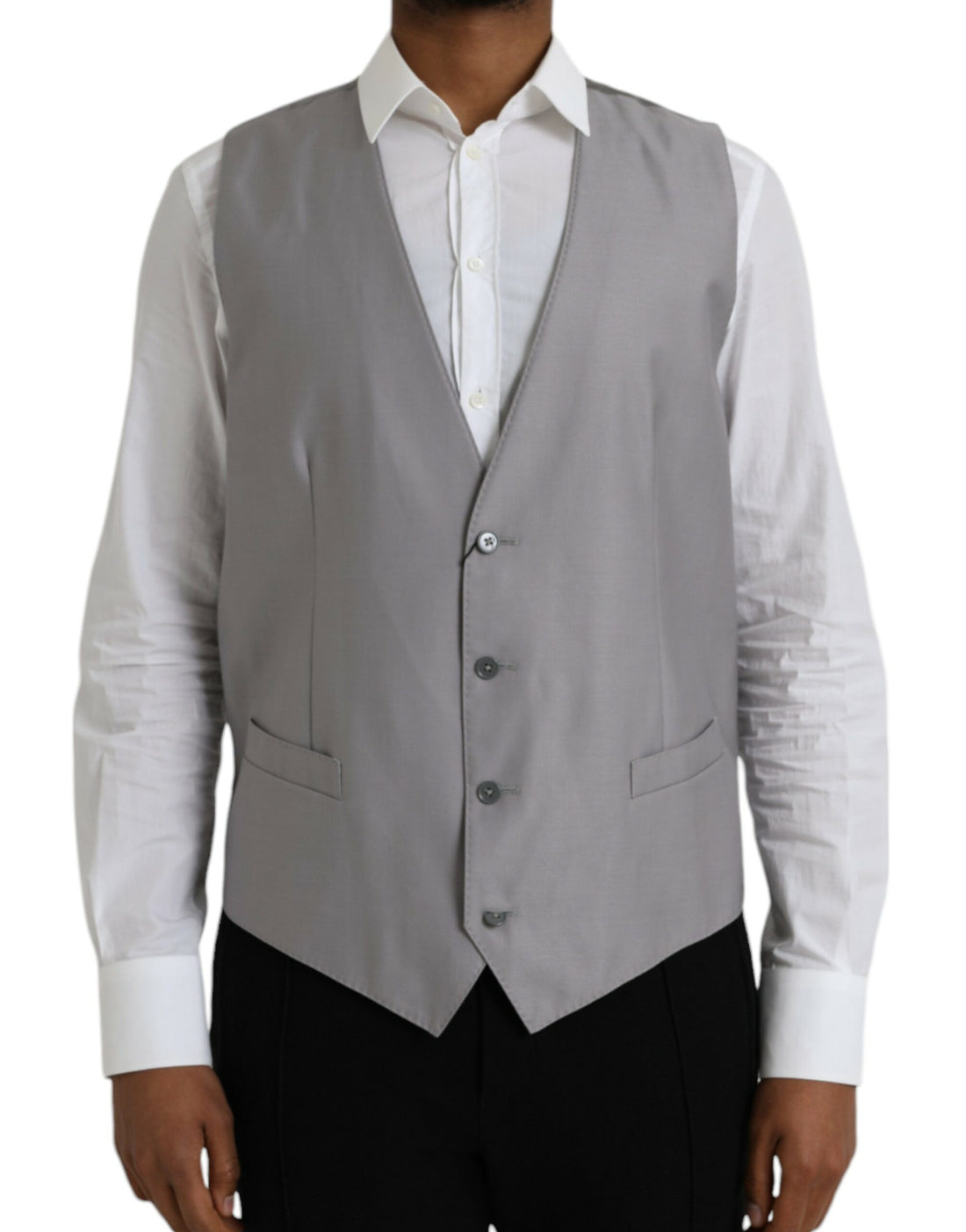 Dolce &amp; Gabbana Light Gray Wool Formal Dress Waistcoat Vest