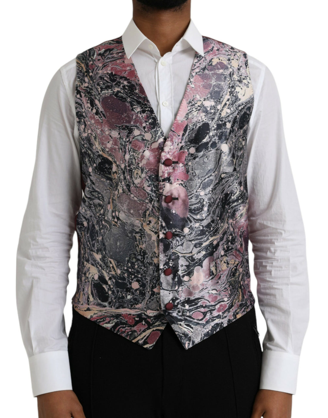 Dolce &amp; Gabbana Multicolor Galaxy Silk Waistcoat Formal Vest