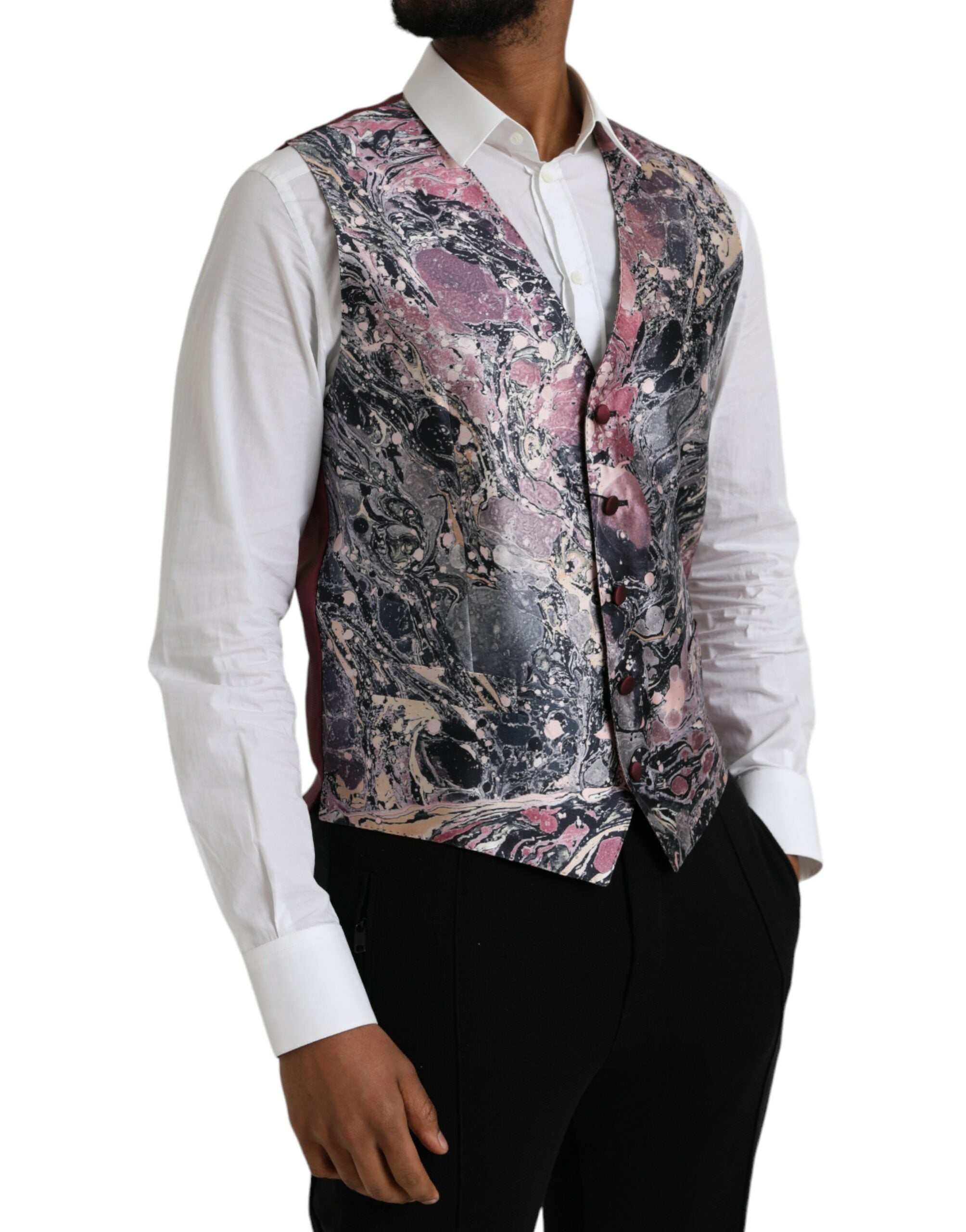 Dolce &amp; Gabbana Multicolor Galaxy Silk Waistcoat Formal Vest