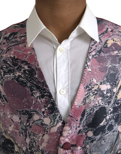 Dolce &amp; Gabbana Multicolor Galaxy Silk Waistcoat Formal Vest