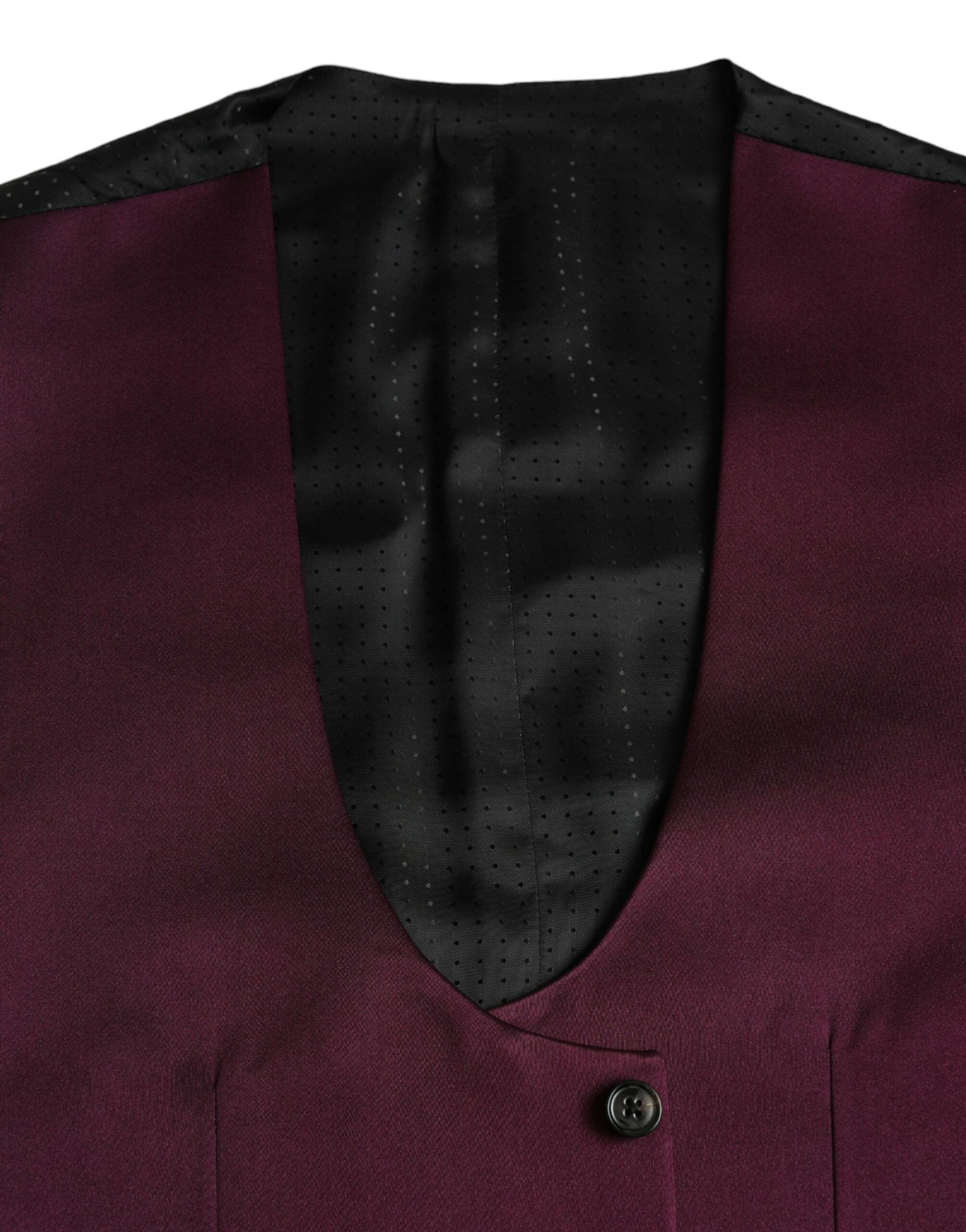 Dolce &amp; Gabbana Maroon Satin Silk Waistcoat Dress Formal Vest