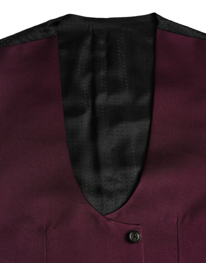 Dolce &amp; Gabbana Maroon Satin Silk Waistcoat Dress Formal Vest