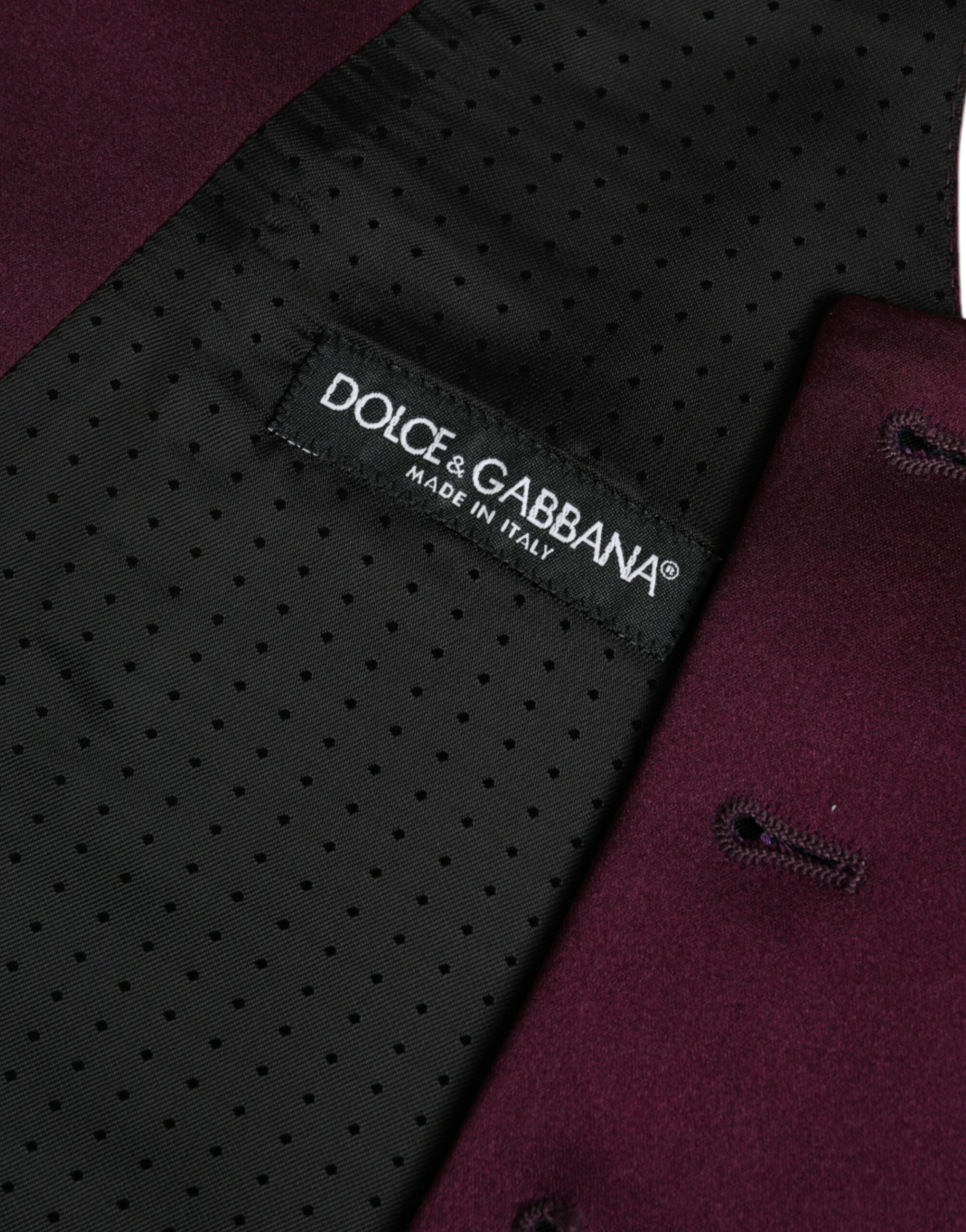 Dolce &amp; Gabbana Maroon Satin Silk Waistcoat Dress Formal Vest