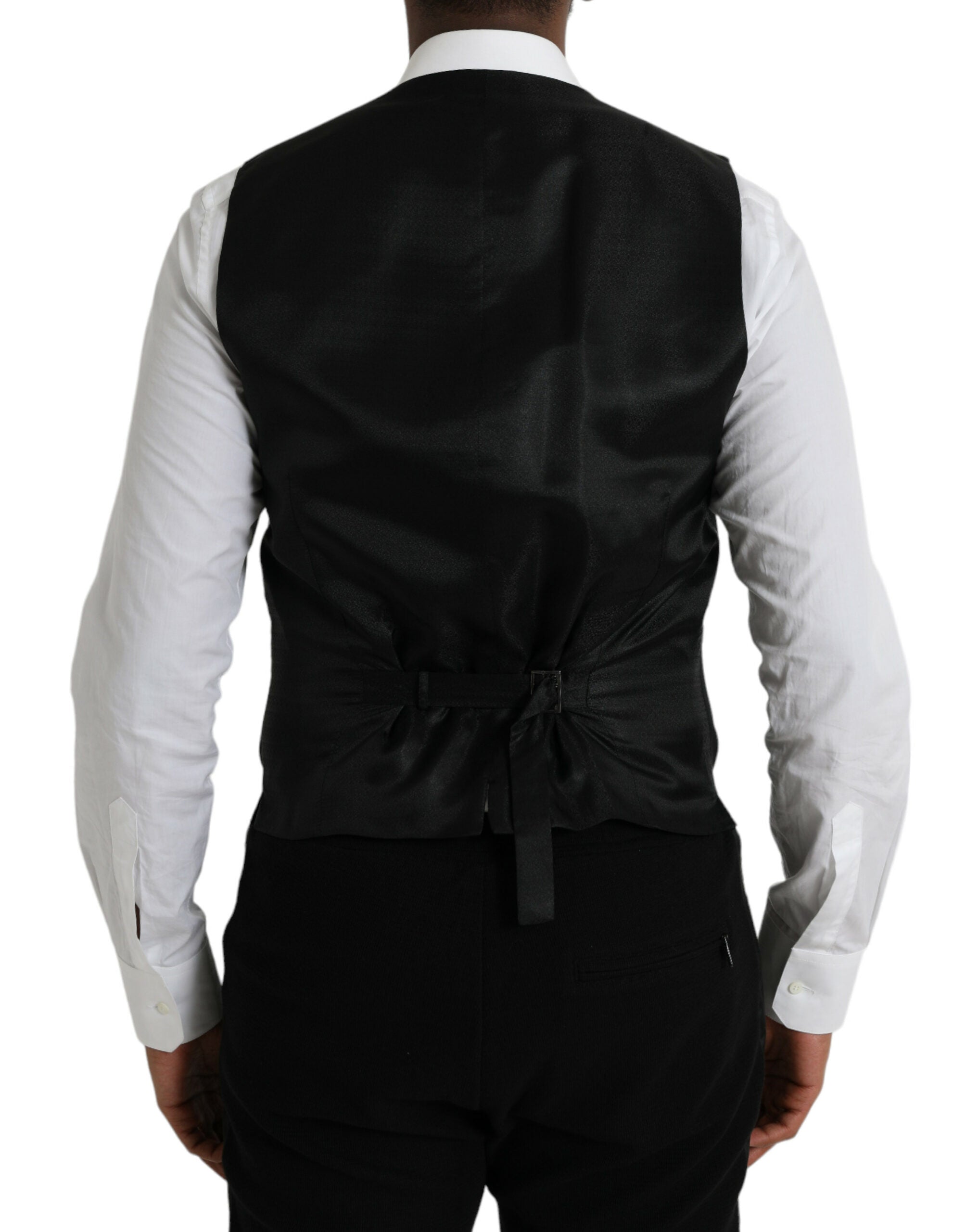 Dolce &amp; Gabbana Black Wool Waistcoat Dress Formal Vest