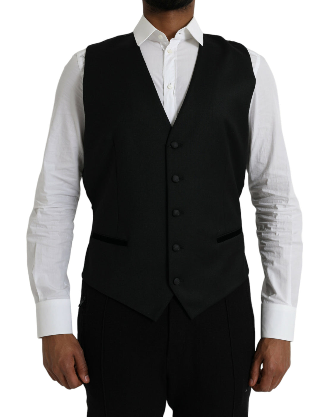 Dolce &amp; Gabbana Black Silk Waistcoat Dress Formal Vest