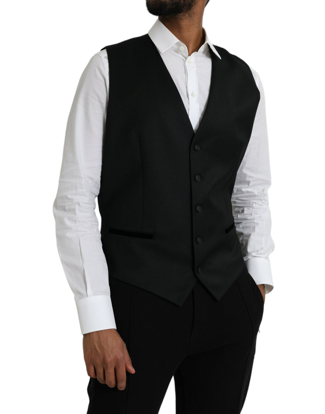 Dolce &amp; Gabbana Black Silk Waistcoat Dress Formal Vest