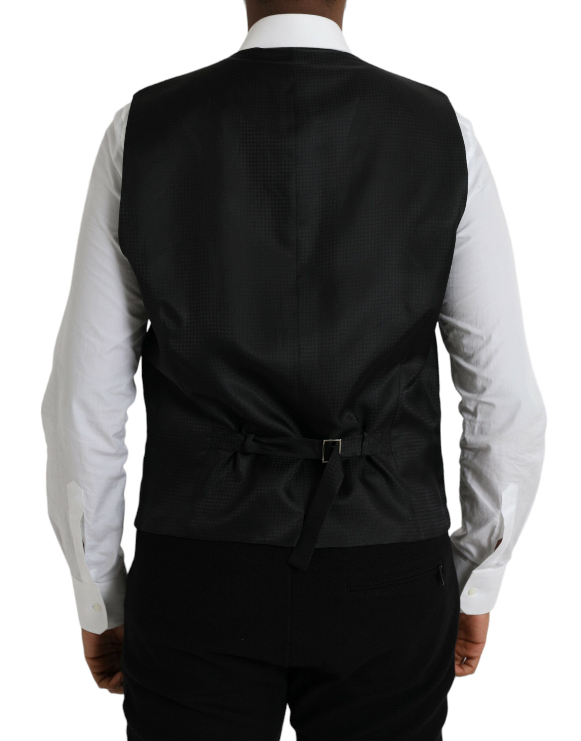 Dolce &amp; Gabbana Black Wool Waistcoat Dress Formal Vest