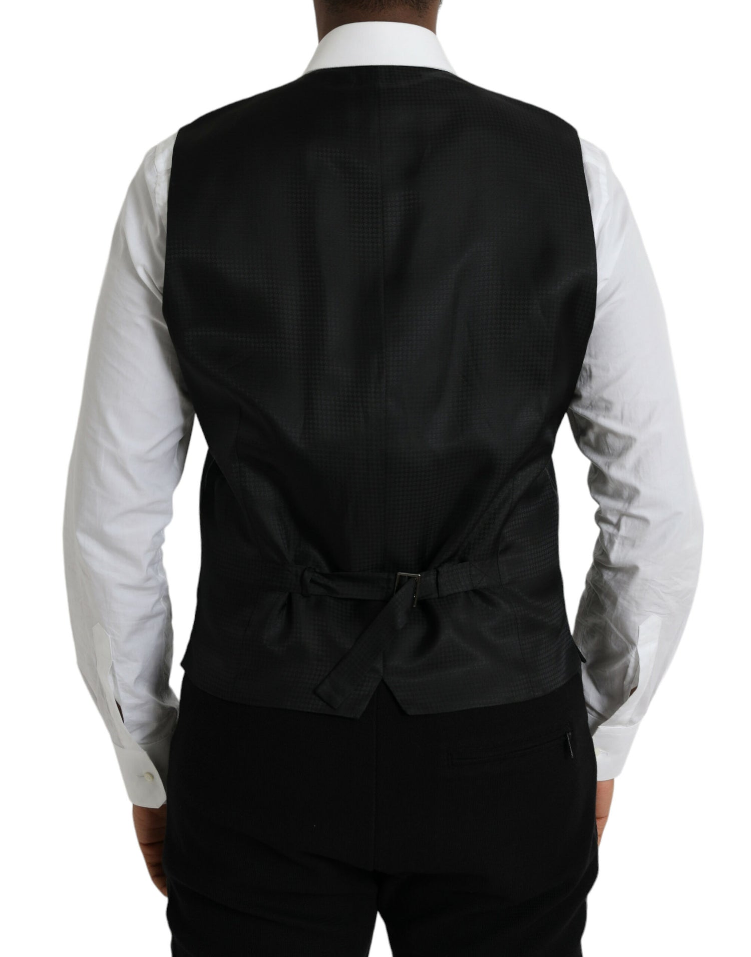 Dolce &amp; Gabbana Black Wool Waistcoat Dress Formal Vest