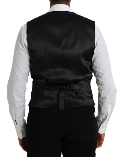 Dolce &amp; Gabbana Black Wool Waistcoat Dress Formal Vest