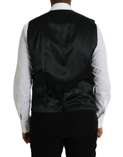 Dolce &amp; Gabbana Black Wool Waistcoat Dress Formal Vest